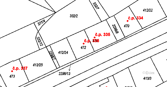 Rožmitál pod Třemšínem 336 na parcele st. 472 v KÚ Rožmitál pod Třemšínem, Katastrální mapa