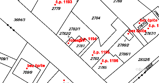České Budějovice 5 1194, České Budějovice na parcele st. 2781 v KÚ České Budějovice 5, Katastrální mapa