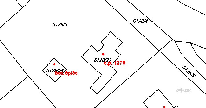 Bystřice 1270 na parcele st. 5128/23 v KÚ Bystřice nad Olší, Katastrální mapa