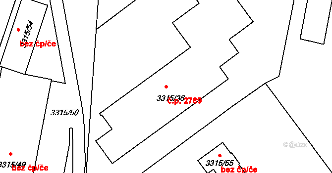 Louny 2789 na parcele st. 3315/36 v KÚ Louny, Katastrální mapa