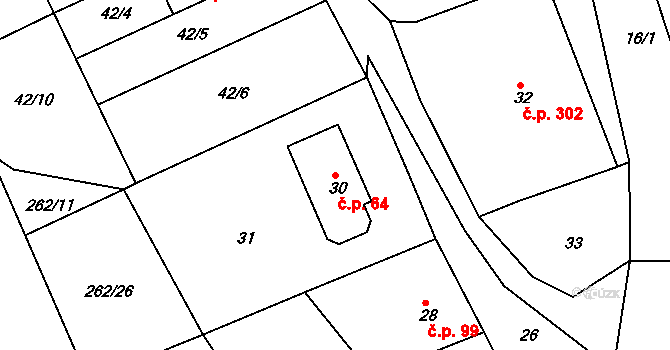 Týn 64, Lomnice na parcele st. 30 v KÚ Týn u Lomnice, Katastrální mapa