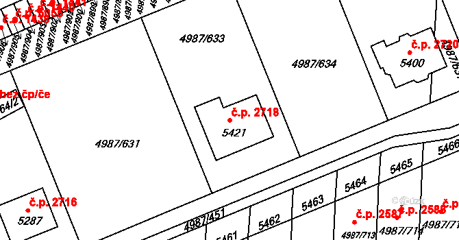 Louny 2718 na parcele st. 5421 v KÚ Louny, Katastrální mapa