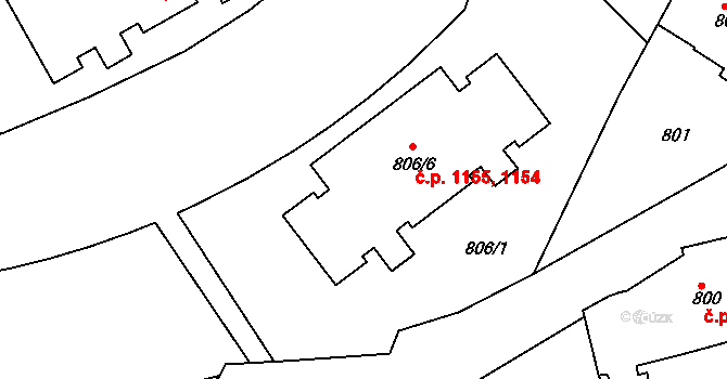 Jemnice 1154,1155 na parcele st. 806/6 v KÚ Jemnice, Katastrální mapa
