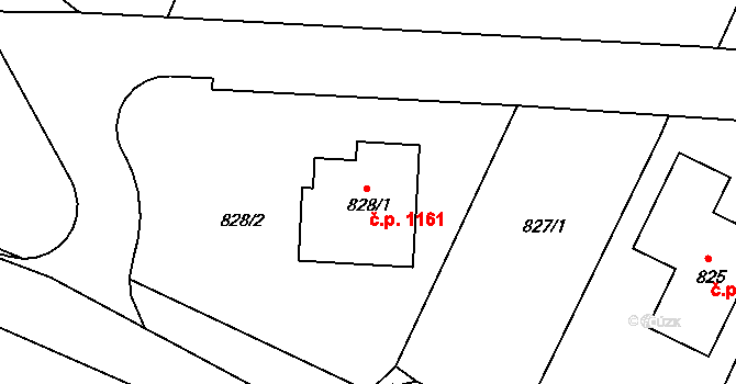 Jemnice 1161 na parcele st. 828/1 v KÚ Jemnice, Katastrální mapa