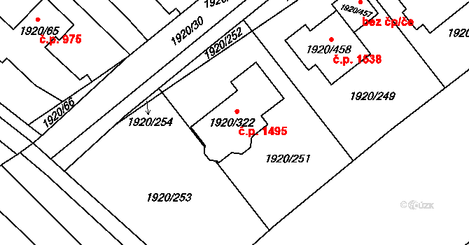 Uhříněves 1495, Praha na parcele st. 1920/322 v KÚ Uhříněves, Katastrální mapa