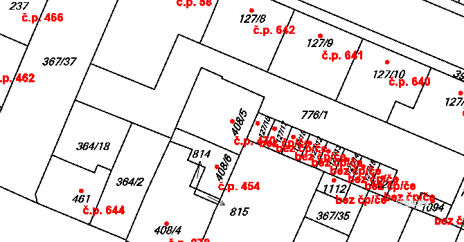 Kralupy nad Vltavou 470 na parcele st. 408/5 v KÚ Lobeč, Katastrální mapa