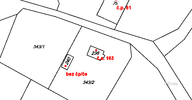 Klokočovská Lhotka 163, Klokočov na parcele st. 236 v KÚ Klokočov, Katastrální mapa