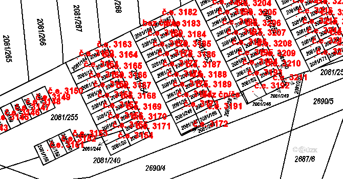 Prostřední Suchá 3175, Havířov na parcele st. 2081/34 v KÚ Prostřední Suchá, Katastrální mapa