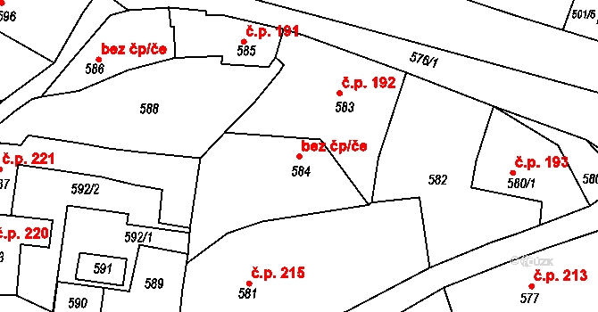 Brumov-Bylnice 38891832 na parcele st. 584 v KÚ Bylnice, Katastrální mapa