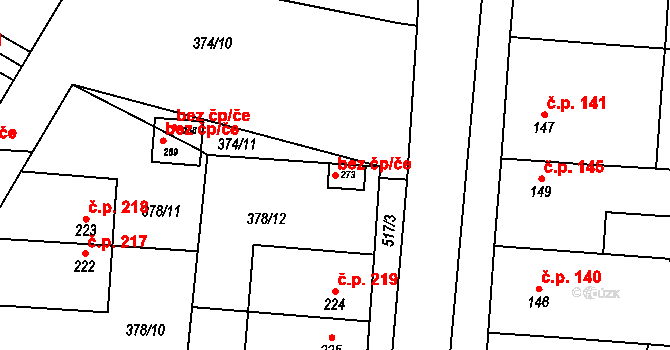 Cvrčovice 39180832 na parcele st. 273 v KÚ Cvrčovice, Katastrální mapa