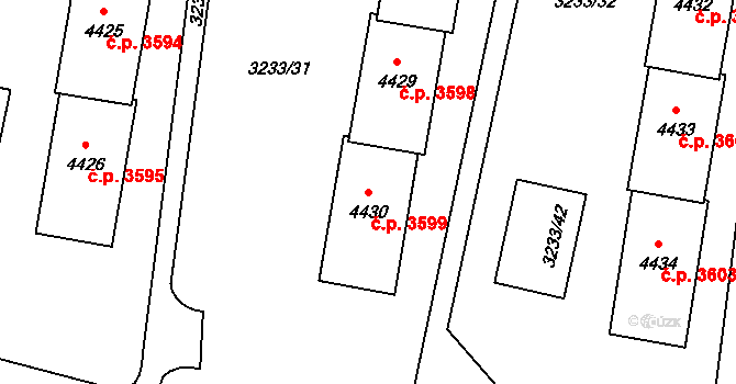 Zlín 3599 na parcele st. 4430 v KÚ Zlín, Katastrální mapa