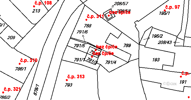 Holešov 42130832 na parcele st. 791/2 v KÚ Holešov, Katastrální mapa