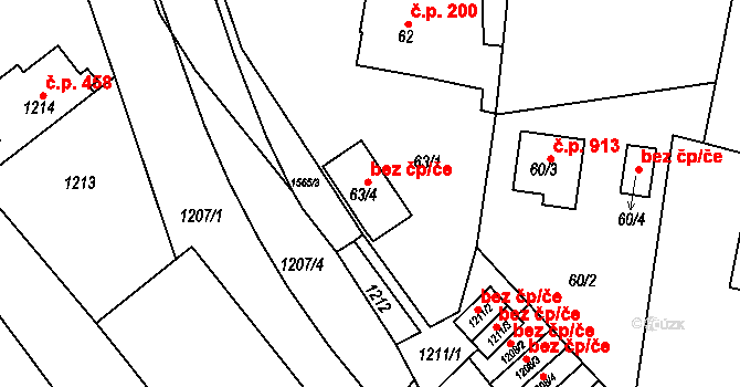 Praha 42483832 na parcele st. 63/4 v KÚ Čakovice, Katastrální mapa