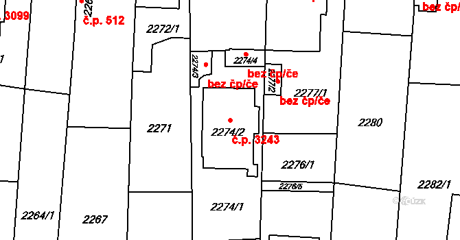 Kravaře 3243 na parcele st. 2274/2 v KÚ Kravaře ve Slezsku, Katastrální mapa