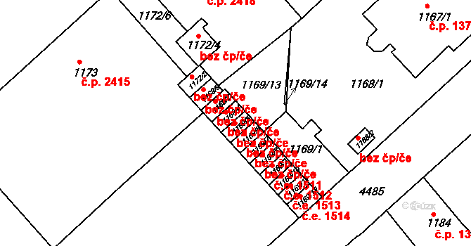 Teplice 45133832 na parcele st. 1169/5 v KÚ Teplice, Katastrální mapa