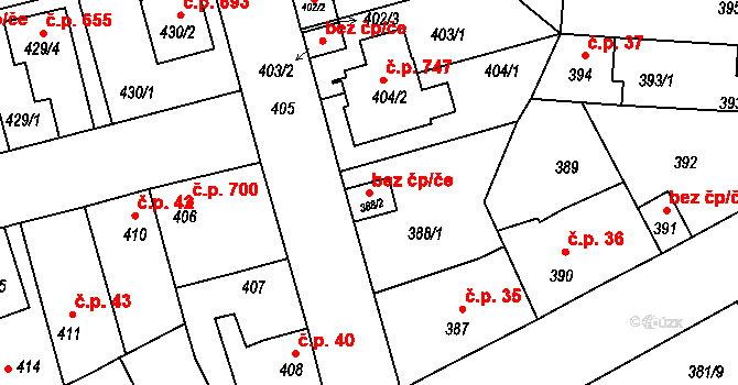 České Budějovice 46910832 na parcele st. 388/2 v KÚ České Budějovice 4, Katastrální mapa