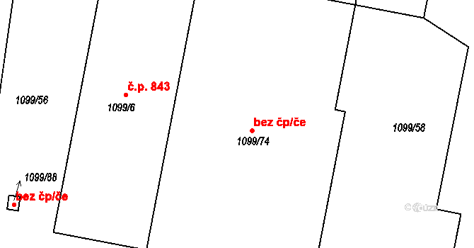 Praha 48802832 na parcele st. 1099/74 v KÚ Čakovice, Katastrální mapa