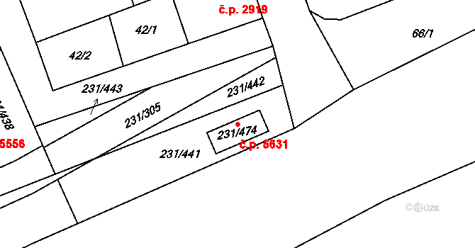 Helenín 5631, Jihlava na parcele st. 231/474 v KÚ Helenín, Katastrální mapa