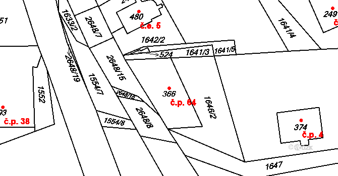 Paseky 64, Proseč na parcele st. 366 v KÚ Paseky u Proseče, Katastrální mapa