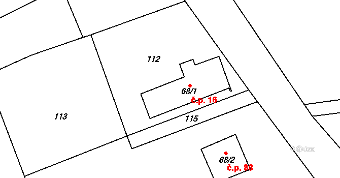 Velká Skrovnice 16 na parcele st. 68/1 v KÚ Velká Skrovnice, Katastrální mapa