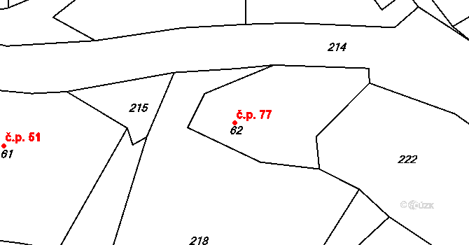 Pavlovsko 77, Dobřív na parcele st. 62 v KÚ Pavlovsko, Katastrální mapa