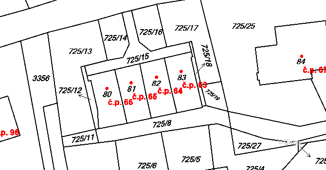 Synkov 64, Synkov-Slemeno na parcele st. 82 v KÚ Synkov, Katastrální mapa