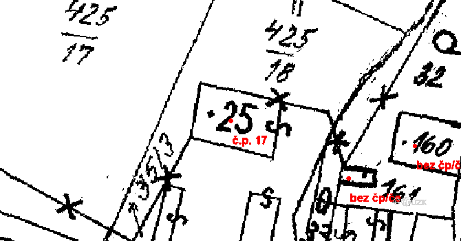 Horní Lukavice 17 na parcele st. 25 v KÚ Horní Lukavice, Katastrální mapa