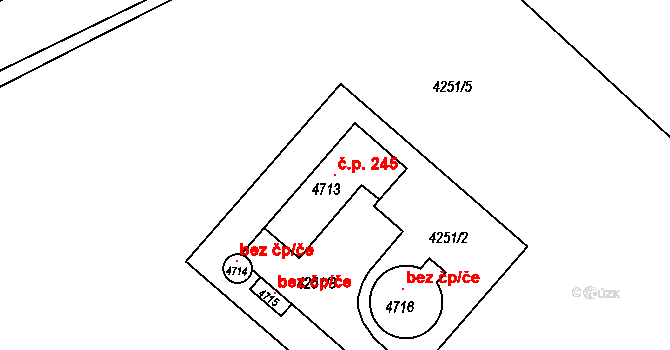 Moravské Prusy 245, Prusy-Boškůvky na parcele st. 4713 v KÚ Moravské Prusy, Katastrální mapa