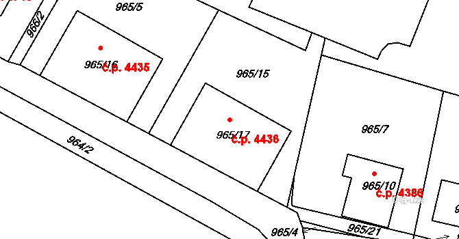 Vrkoslavice 4436, Jablonec nad Nisou na parcele st. 965/17 v KÚ Vrkoslavice, Katastrální mapa