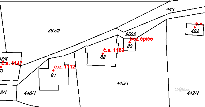 Příchovice 1153, Kořenov na parcele st. 82 v KÚ Příchovice u Kořenova, Katastrální mapa