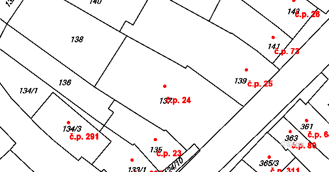 Omice 24 na parcele st. 137 v KÚ Omice, Katastrální mapa