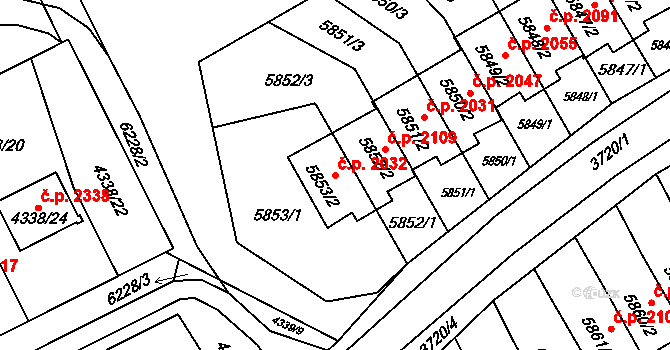 Pod Bezručovým vrchem 2032, Krnov na parcele st. 5853/2 v KÚ Krnov-Horní Předměstí, Katastrální mapa