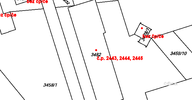 Kročehlavy 2443,2444,2445, Kladno na parcele st. 3482 v KÚ Kročehlavy, Katastrální mapa