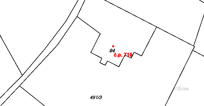 Štiřín 719, Kamenice na parcele st. 94 v KÚ Štiřín, Katastrální mapa