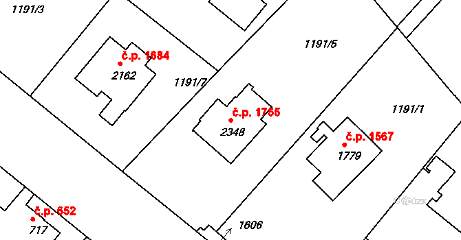 Brandýs nad Labem 1755, Brandýs nad Labem-Stará Boleslav na parcele st. 2348 v KÚ Brandýs nad Labem, Katastrální mapa