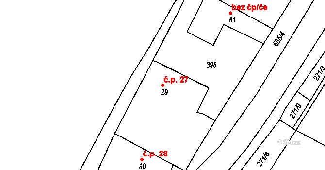 Polánky nad Dědinou 27, Třebechovice pod Orebem na parcele st. 29 v KÚ Polánky nad Dědinou, Katastrální mapa