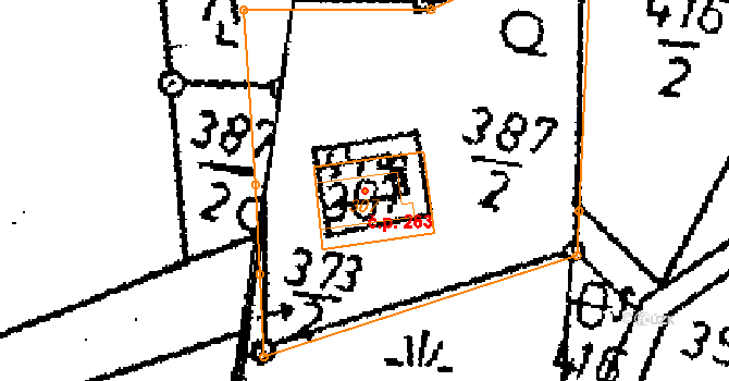 Vráž 263 na parcele st. 307 v KÚ Vráž u Berouna, Katastrální mapa