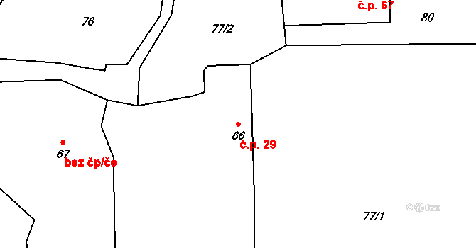 Lounky 29, Chodouny na parcele st. 66 v KÚ Lounky, Katastrální mapa