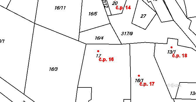 Maškovice 16, Ploskovice na parcele st. 17 v KÚ Maškovice, Katastrální mapa