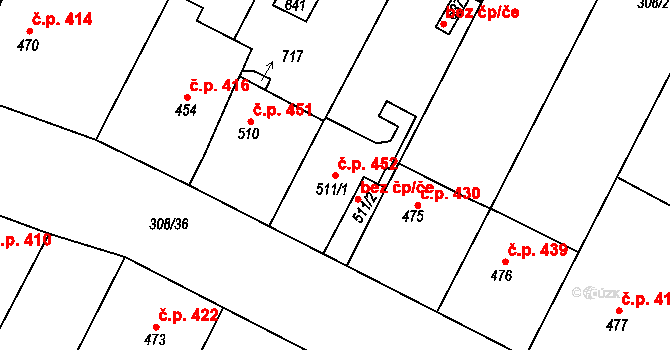 Třebenice 452 na parcele st. 511/1 v KÚ Třebenice, Katastrální mapa