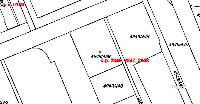 Severní Terasa 2846,2847,2848, Ústí nad Labem na parcele st. 4949/439 v KÚ Ústí nad Labem, Katastrální mapa