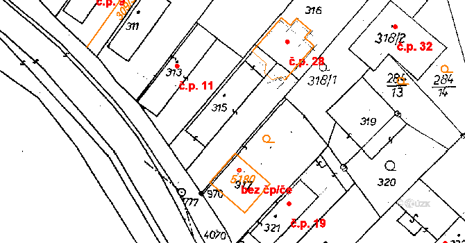 Poděbrady IV 12, Poděbrady na parcele st. 315 v KÚ Poděbrady, Katastrální mapa