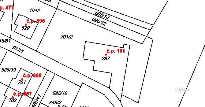 Kovářská 161 na parcele st. 267 v KÚ Kovářská, Katastrální mapa