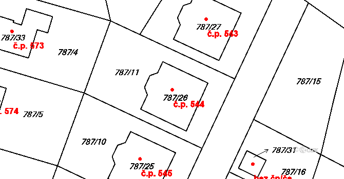 Proboštov 544 na parcele st. 787/26 v KÚ Proboštov u Teplic, Katastrální mapa