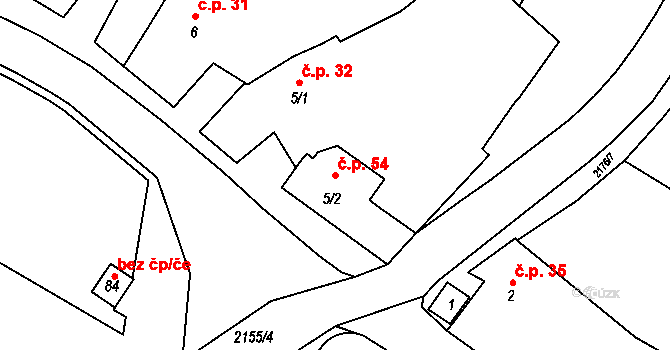 Chotěbudice 54 na parcele st. 5/2 v KÚ Chotěbudice, Katastrální mapa
