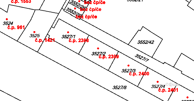 Teplice 2399 na parcele st. 3527/2 v KÚ Teplice, Katastrální mapa