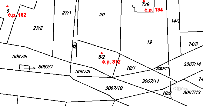 Janovice 312 na parcele st. 5/2 v KÚ Janovice u Frýdku-Místku, Katastrální mapa