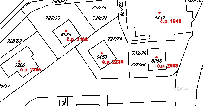 Cheb 2235 na parcele st. 6453 v KÚ Cheb, Katastrální mapa