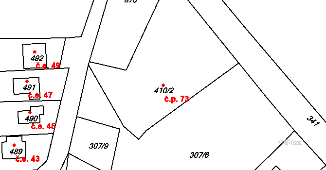 Litol 73, Lysá nad Labem na parcele st. 410/2 v KÚ Litol, Katastrální mapa