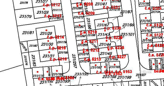 Helenín 5212, Jihlava na parcele st. 231/269 v KÚ Helenín, Katastrální mapa